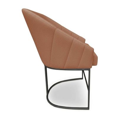 Kit 6 Poltronas Luxo Alana Bouclê Terracota Base Ferro Preto - Pallazio