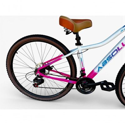 Bicicleta Aro 29 Feminina Absolute Hera Retrô Vintage 21v Hidráulica Selim  Cesta Branco-rosa Tam 15