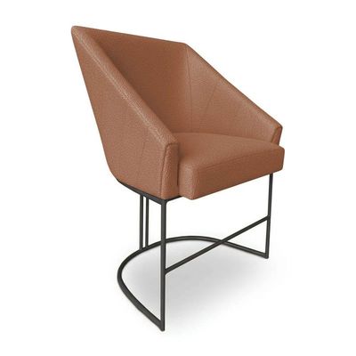 Kit 6 Poltronas Luxo Alana Bouclê Terracota Base Ferro Preto - Pallazio