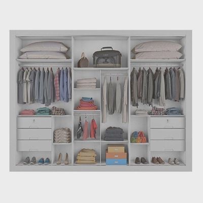 Guarda Roupa Casal Ripado 3 Portas 6 Gavetas - York-branco - Móveis Europa