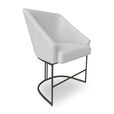 Kit 6 Poltronas Luxo Alana Bouclê Base Ferro Preto - Pallazio Cor Cinza