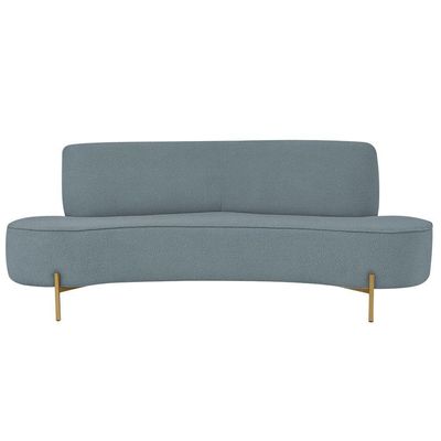 Sofá Orgânico 2 Lugares 150cm Argos Pés Ouro Fosco Bouclé Azul Claro - Nexta Casa