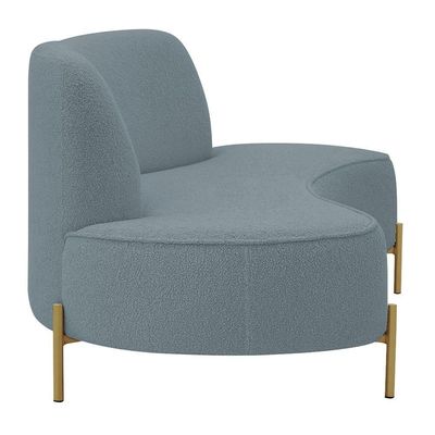 Sofá Orgânico 2 Lugares 150cm Argos Pés Ouro Fosco Bouclé Azul Claro - Nexta Casa