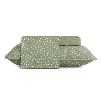 Jogo De Cama Altenburg Solteiro Malha Fio Penteado Bits Verde