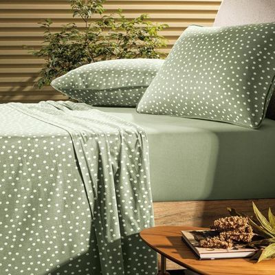 Jogo De Cama Altenburg Solteiro Malha Fio Penteado Bits Verde