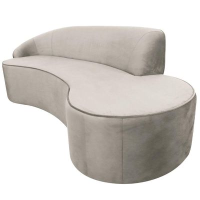 Sofá Curvo 03 Lugares 180cm Eron Braço Direito Veludo Perfectly Pale - Nexta Casa