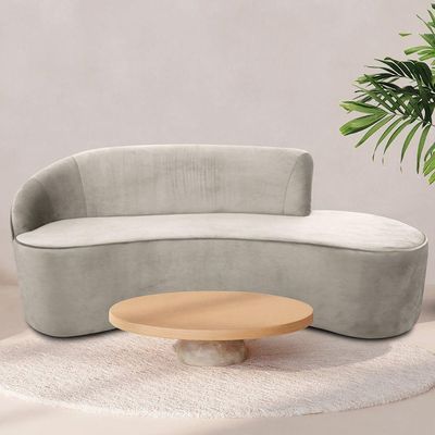 Sofá Curvo 03 Lugares 180cm Eron Braço Direito Veludo Perfectly Pale - Nexta Casa