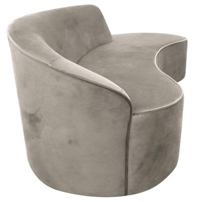 Sofá Curvo 03 Lugares 180cm Eron Braço Direito Veludo Perfectly Pale - Nexta Casa