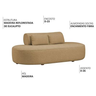Sofá Orgânico Horizonte 3 Lugares 210cm Bouclé Camel - Nexta Casa