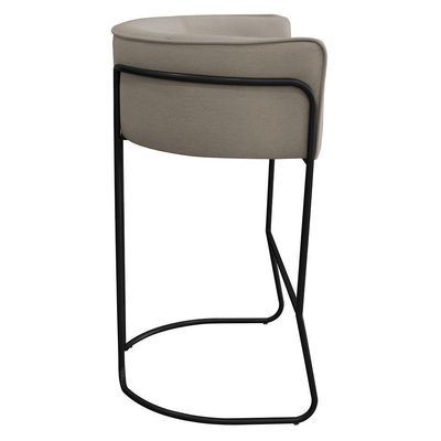 Banqueta Alta Com Encosto Betina Base Preto Poliéster Bege Escuro - Nexta Casa
