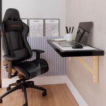 Mesa de Trabalho Retangular Mesatrabalho Escritorio Prateleiras Madeira Natural Vertical MDF 35CM