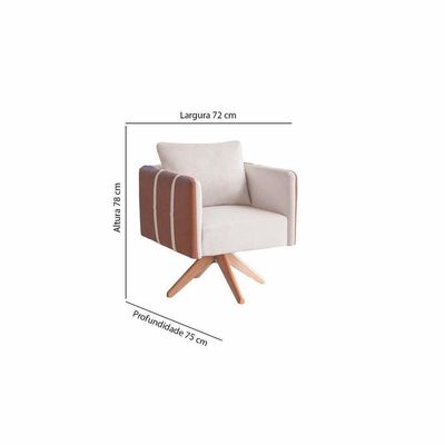 Poltrona Giratória Safira Couro Sintético Cinza De Casa Decor Estofados