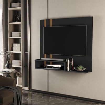 Painel Para Tv Até 32 Polegadas Pompéia Com Prateleira E Nicho Sala Preto/cedro