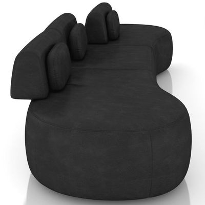 Sofá 4 Lugares 326cm Orgânico Mellanie Sintético Preto Z32 - Mpozenato