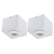 Kit 2 Plafons de Sobrepor Luminária Quadrada de Teto Branca Aluzinc Dital Sala Cozinha