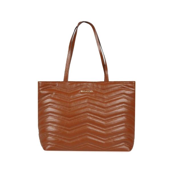 Bolsa Tote Feminina Grande ZigZag Couro Matelasse Grande Caramelo G / Caramelo
