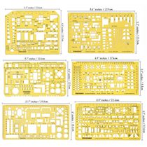 Traceease 6 Peças, Gabaritos para Planta de Casa e Mobiliário (Cozinha/Quarto/Banheiro) - Ferramentas de Desenho Arquitetônico - IBA Crafts