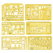Traceease 6 Peças, Gabaritos para Planta de Casa e Mobiliário (Cozinha/Quarto/Banheiro) - Ferramentas de Desenho Arquitetônico - IBA Crafts