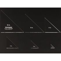 Conjunto com 6 Moldes Geométricos de Triângulo Retângulo 2,5/5/7,5/10/12,5/15 cm Régua-Estêncil para Medições 0,3 cm Espessura - Traceease