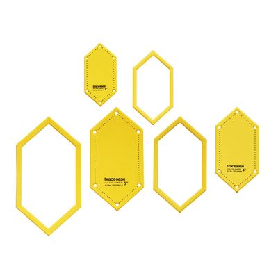 Conjunto de 3 Estênceis Hexagonais 7,6/10,2/12,7 cm para Costura DIY, Patchwork e Quilting - Traceease Amarelo