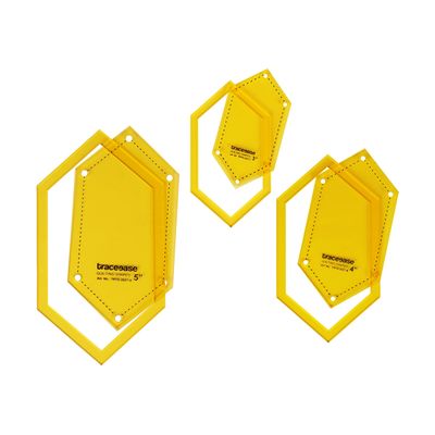 Conjunto de 3 Estênceis Hexagonais 7,6/10,2/12,7 cm para Costura DIY, Patchwork e Quilting - Traceease Amarelo