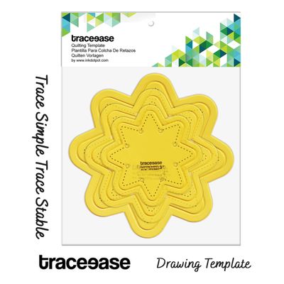 Molde Estêncil Octafoil para Quilting e Patchwork Conjunto de 3 Peças 7,6/10,2/12,7 cm DIY Costura HT - Traceease Amarelo