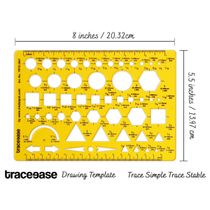 Traceease Trace Simple Trace Stable, Símbolos e Cortes Geométricos para Desenho e Marcação, Régua Plástica 20,3x13,9 cm, 1 Peça - IBA Crafts
