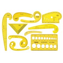 Conjunto de 10 Réguas Métricas Francesas de Costura Plásticas em Formato Curvo para Designers e Alfaiates - Traceease