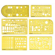 Gabaritos Estêncil Multi-Padrão para Desenho Técnico, Engenharia, Elétrica e Setas, Pacote com 6 Peças - IBA Crafts