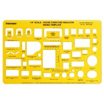 Molde Arquitetônico Traceease, Estêncil Plástico Profissional com Símbolos de Móveis e Recortes Padronizados, 24,1 cm x 15,2 cm - Inkdotpot