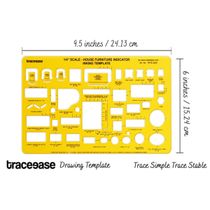 Molde Arquitetônico Traceease, Estêncil Plástico Profissional com Símbolos de Móveis e Recortes Padronizados, 24,1 cm x 15,2 cm - Inkdotpot