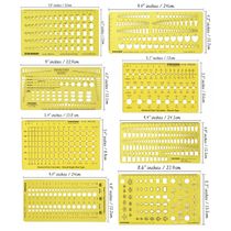 Traceease Lote de 8 Peças: Modelos e Estênceis para Desenho de Joias, Calculadora de Tamanho e Peso de Pedras, Padrões Mistos - IBA Crafts