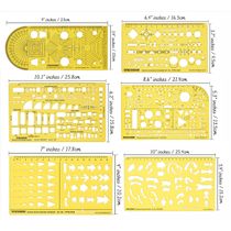 Gabaritos Estêncil Multi-Padrão para Desenho Técnico, Engenharia, Elétrica e Setas, Pacote com 6 Peças - IBA Crafts