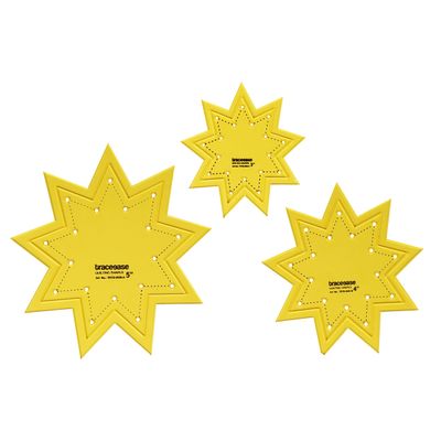 Molde Estrela de 9 Pontas para Quilting, Conjunto de 3 Estênceis (7,6/10,2/12,7 cm) para Costura, Patchwork, DIY FK - Traceease Amarelo