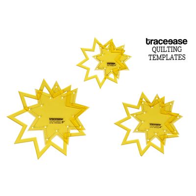 Molde Estrela de 9 Pontas para Quilting, Conjunto de 3 Estênceis (7,6/10,2/12,7 cm) para Costura, Patchwork, DIY FK - Traceease Amarelo