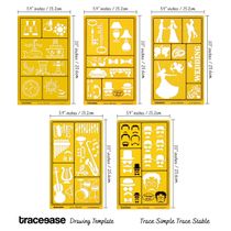 Traceease Estênceis Multi-Padrão para Desenho e Artesanato DIY — Mediterrâneo, Vintage e Silhueta de Casamento, 5 Peças - IBA Crafts