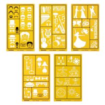 Traceease Estênceis Multi-Padrão para Desenho e Artesanato DIY — Mediterrâneo, Vintage e Silhueta de Casamento, 5 Peças - IBA Crafts