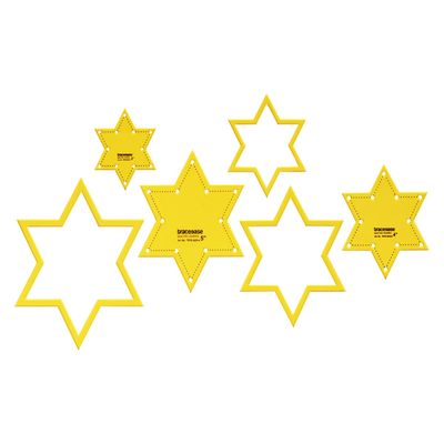 Moldes Estênceis Estrela de 6 Pontas, Conjunto com 3 Tamanhos (7,6/10,2/12,7 cm) para Costura DIY e Patchwork - Traceease Amarelo