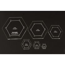 Conjunto 6 Estênceis Geométricos Hexagonais DIY 2,5/5/7,6/10/12,7 cm Réguas para Medições Geométricas Espessura 0,3 cm - Traceease