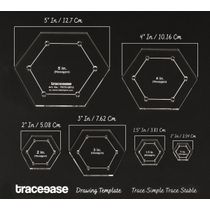 Conjunto 6 Estênceis Geométricos Hexagonais DIY 2,5/5/7,6/10/12,7 cm Réguas para Medições Geométricas Espessura 0,3 cm - Traceease