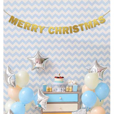 Varal de Bandeirolas Pré-Enfiado 'Feliz Natal' Pronto para Pendurar Dourado Metálico Decoração de Parede Rústica - Inkdotpot Dourado