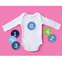 Adesivos Mensais 12 Meses para Bebê Menino/Menina, Adesivos Redondos 10 cm para Fotos, Registre o Primeiro Ano, Azul, 24 Unid. - Inkdotpot
