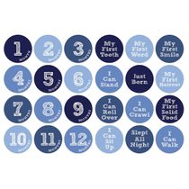 Adesivos Mensais 12 Meses para Bebê Menino/Menina, Adesivos Redondos 10 cm para Fotos, Registre o Primeiro Ano, Azul, 24 Unid. - Inkdotpot