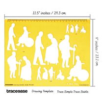 Estêncil de Contorno Geriátrico - Molde de Figuras Idosas com Poses em Escala para Esboço, Ilustração, Layout e Referência - Traceease