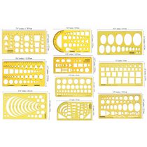 Traceease Estêncil Geométrico Multi-Padrões com Régua, Kit de Desenho para Escritório e Escola, 10 Peças - IBA Crafts
