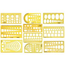 Traceease Estêncil Geométrico Multi-Padrões com Régua, Kit de Desenho para Escritório e Escola, 10 Peças - IBA Crafts