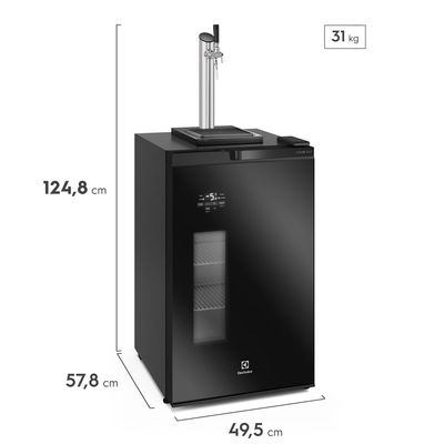 Cervejeira Home Bar Electrolux Frost Free 100L com Torre de Chopp e Barril Mini Keg 5L (EB10K) 220V