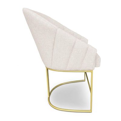 Kit 6 Poltronas Luxo Alana Linho Bege Base Ferro Preto - Pallazio
