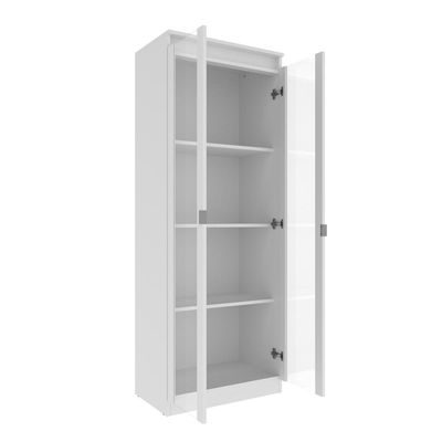 Cristaleira Vertical 2 Portas de Vidro 3 Prateleiras 160,5cmx60cm CR6004 Branco