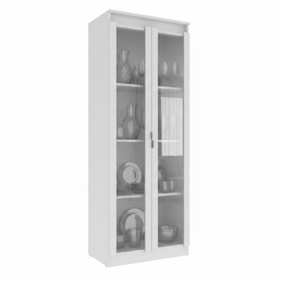 Cristaleira Vertical 2 Portas de Vidro 3 Prateleiras 160,5cmx60cm CR6004 Branco